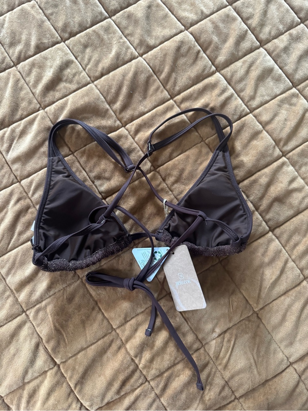 Berlook Dark Coffee Shimmer Triangle Swim Top – Women Swim - Picture 4 of 4